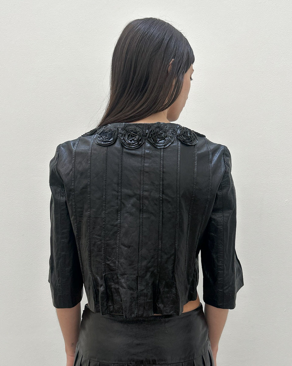Philosophy Di Alberta Ferretti Leather Cropped Jacket