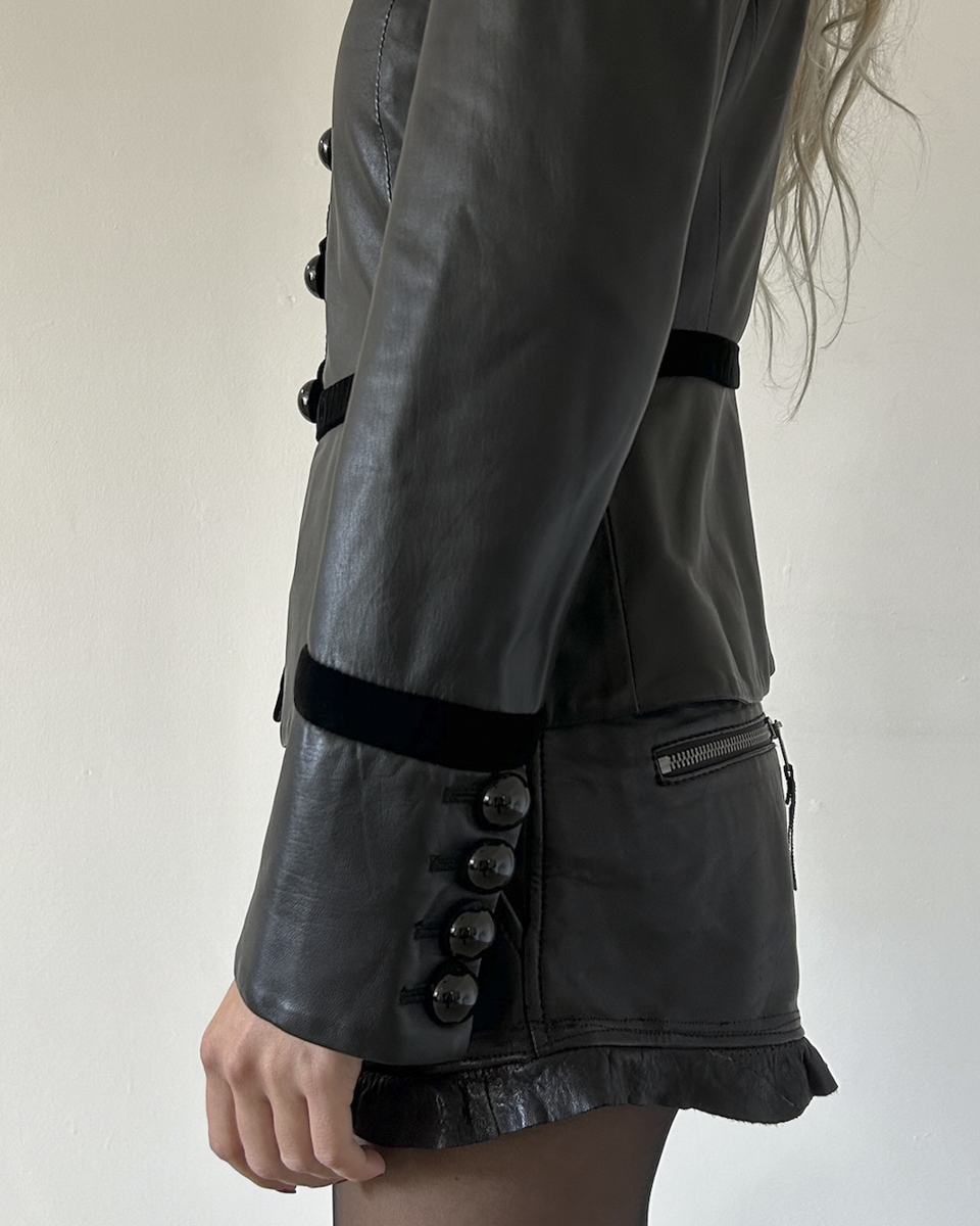 Emporio Armani Napoleon Leather & Velvet Jacket