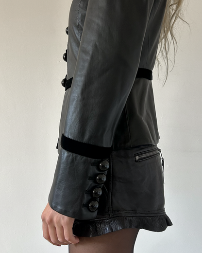 Emporio Armani Napoleon Leather & Velvet Jacket