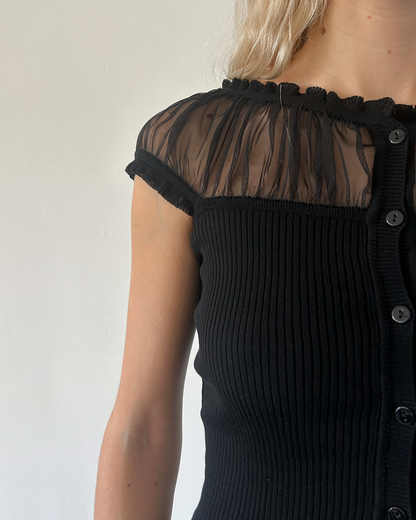 RED Valentino Sheer Button-Down Top