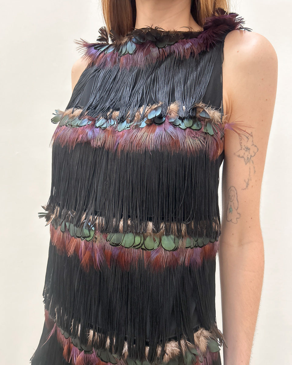 Alessandro Dell'Acqua SS2009 Fringe Feather Dress