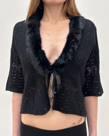 Emporio Armani Fur-Trim Knit Cardigan