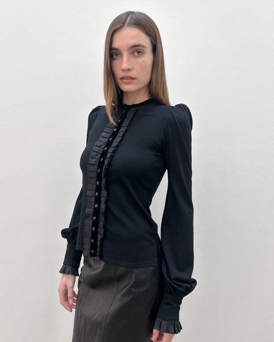 Balenciaga by Nicolas Ghesquière 2006 Velvet Ruffle Top