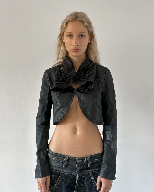 BCBG Max Azria Cropped Leather Bolero