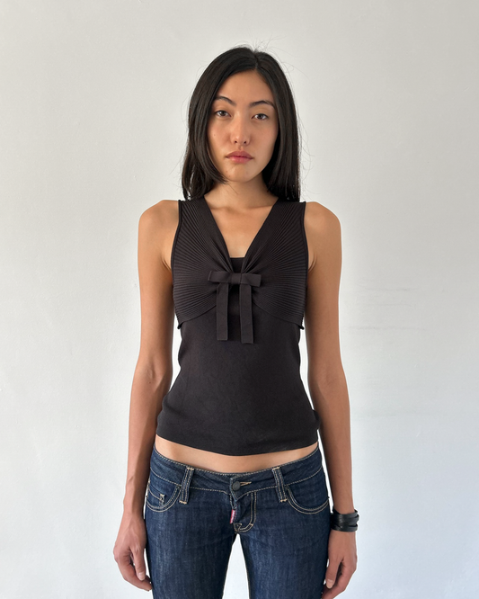 Courreges Paris Ribbed Knit Top