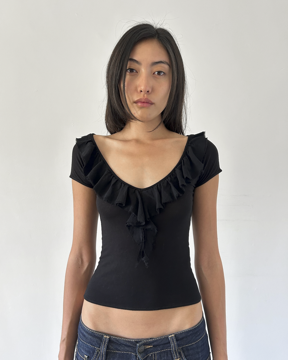 Blumarine Anna Molinari Ruffle V-Neck Top