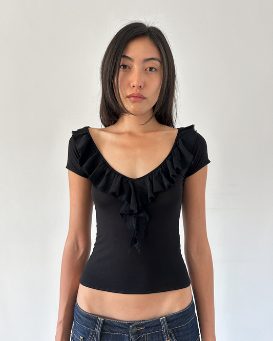 Blumarine Anna Molinari Ruffle V-Neck Top