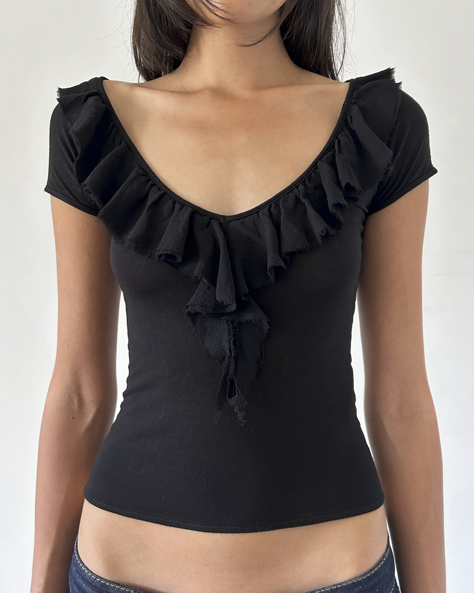 Blumarine Anna Molinari Ruffle V-Neck Top