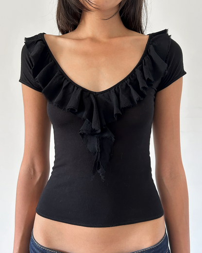 Blumarine Anna Molinari Ruffle V-Neck Top