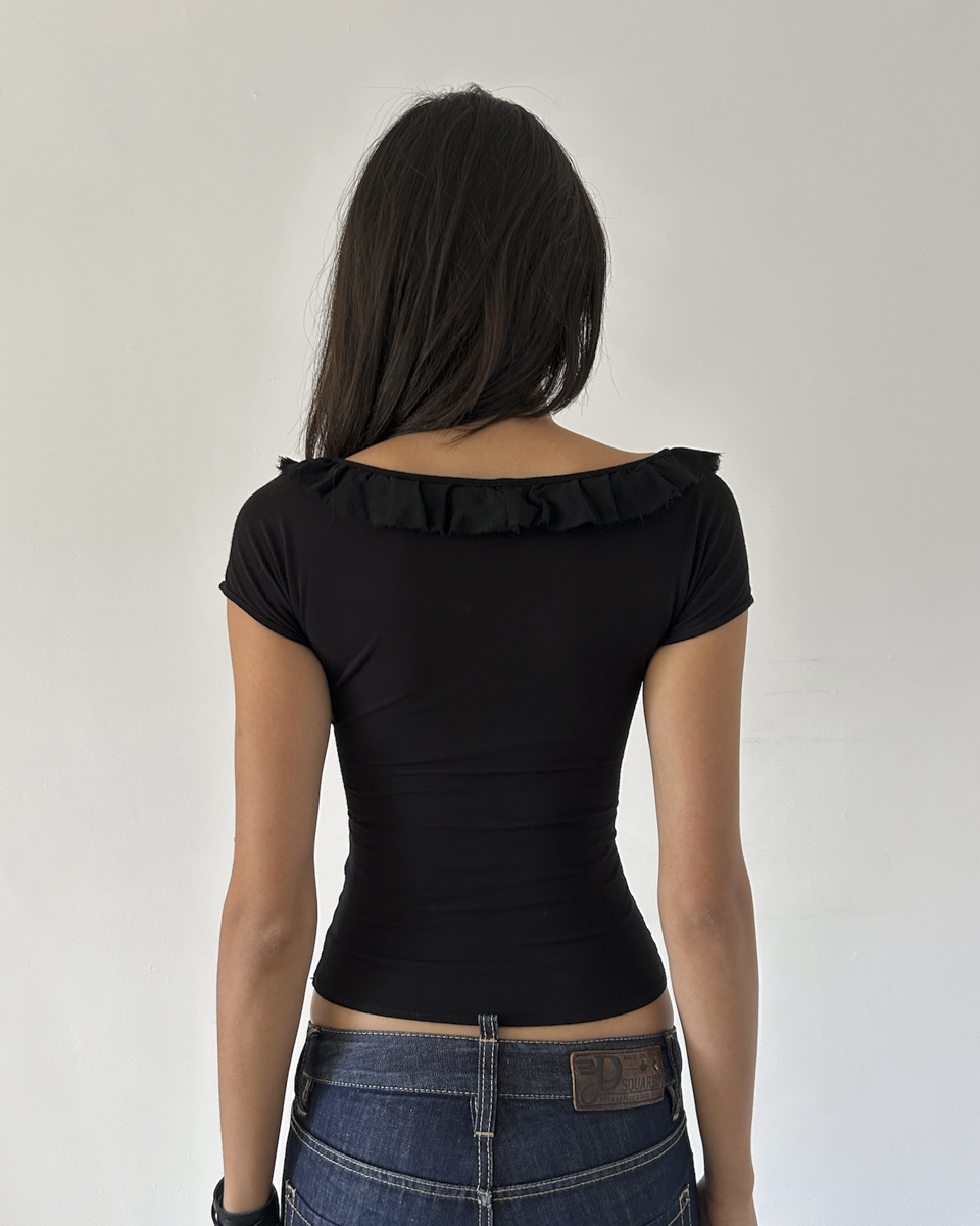 Blumarine Anna Molinari Ruffle V-Neck Top