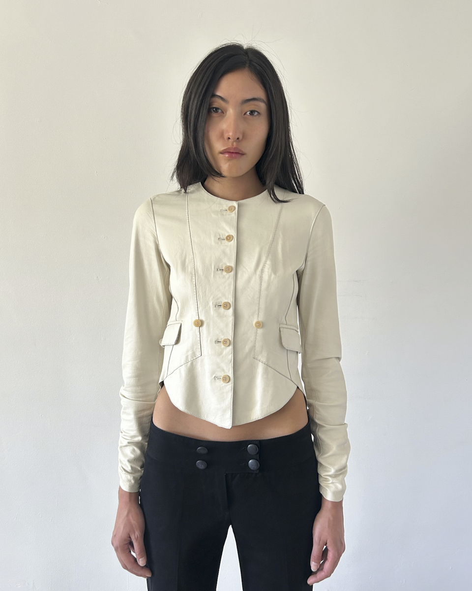 Emporio Armani  Peplum Leather Jacket