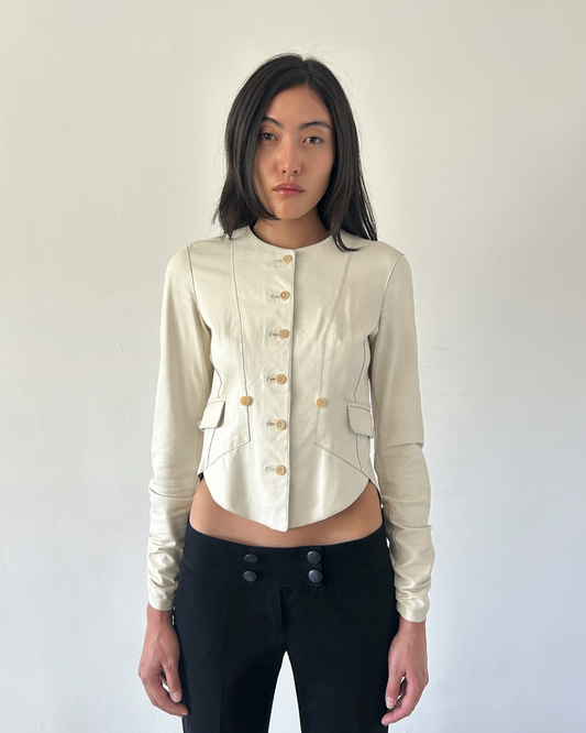 Emporio Armani  Peplum Leather Jacket