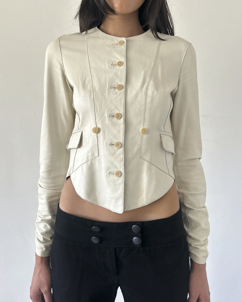 Emporio Armani  Peplum Leather Jacket