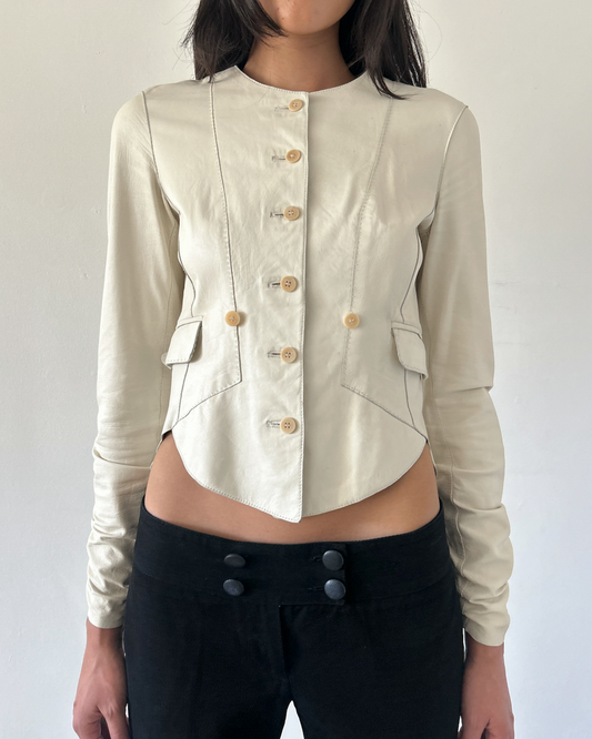 Emporio Armani  Peplum Leather Jacket