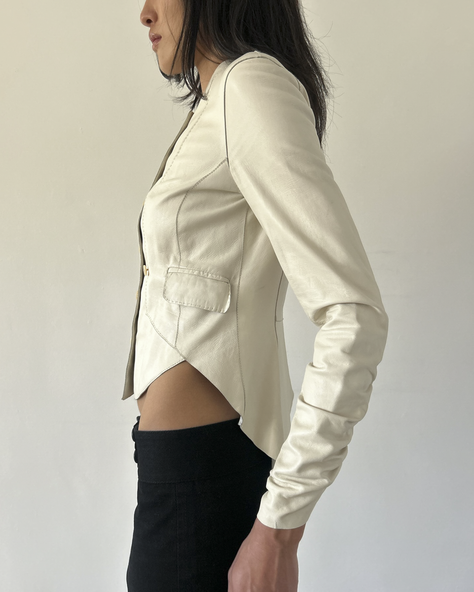 Emporio Armani  Peplum Leather Jacket