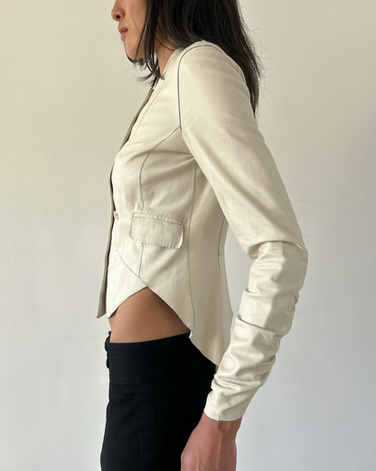 Emporio Armani  Peplum Leather Jacket