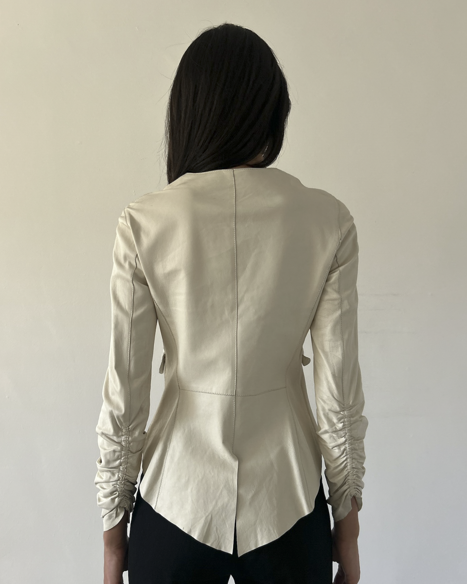 Emporio Armani  Peplum Leather Jacket