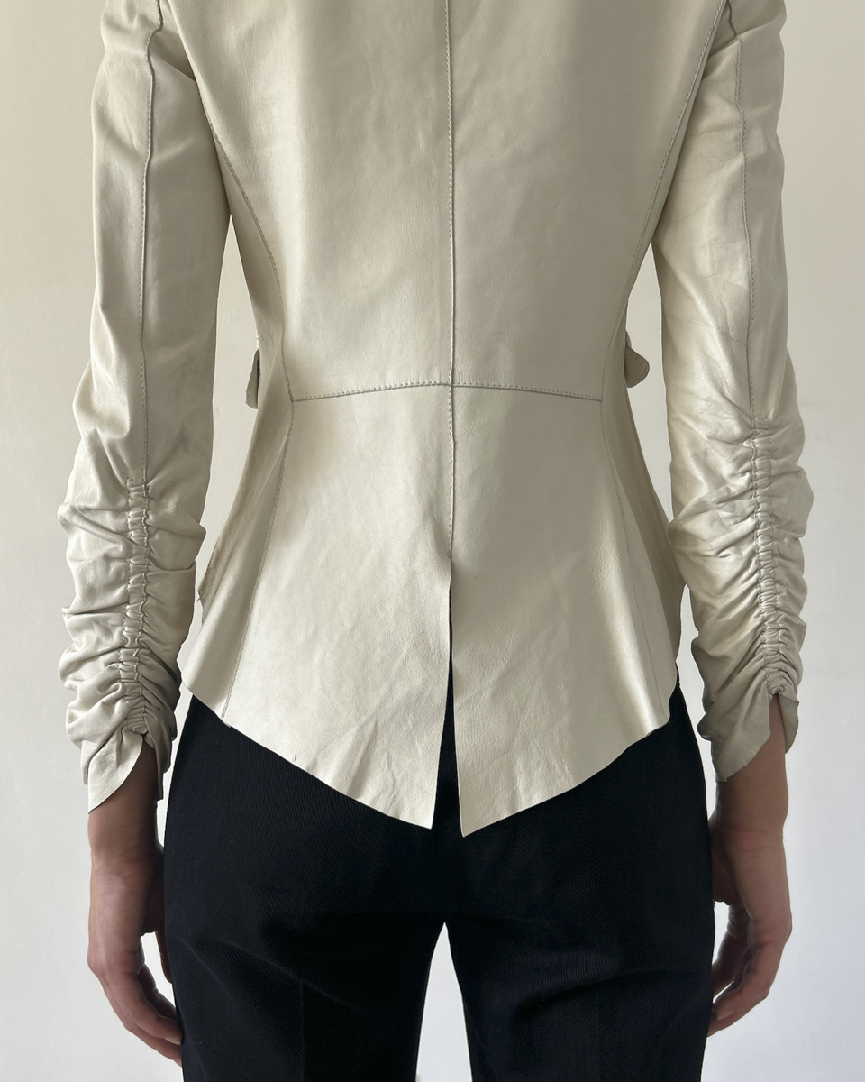 Emporio Armani  Peplum Leather Jacket