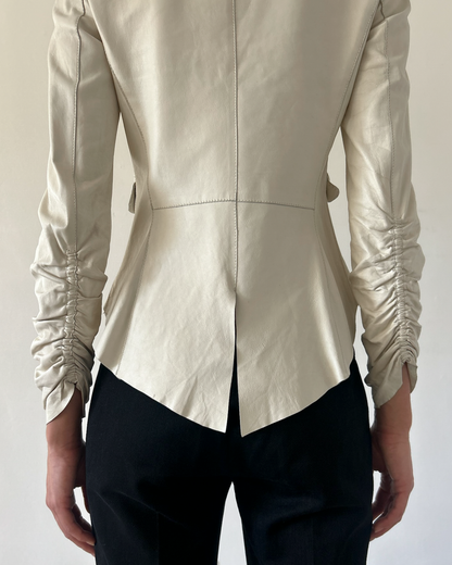 Emporio Armani  Peplum Leather Jacket