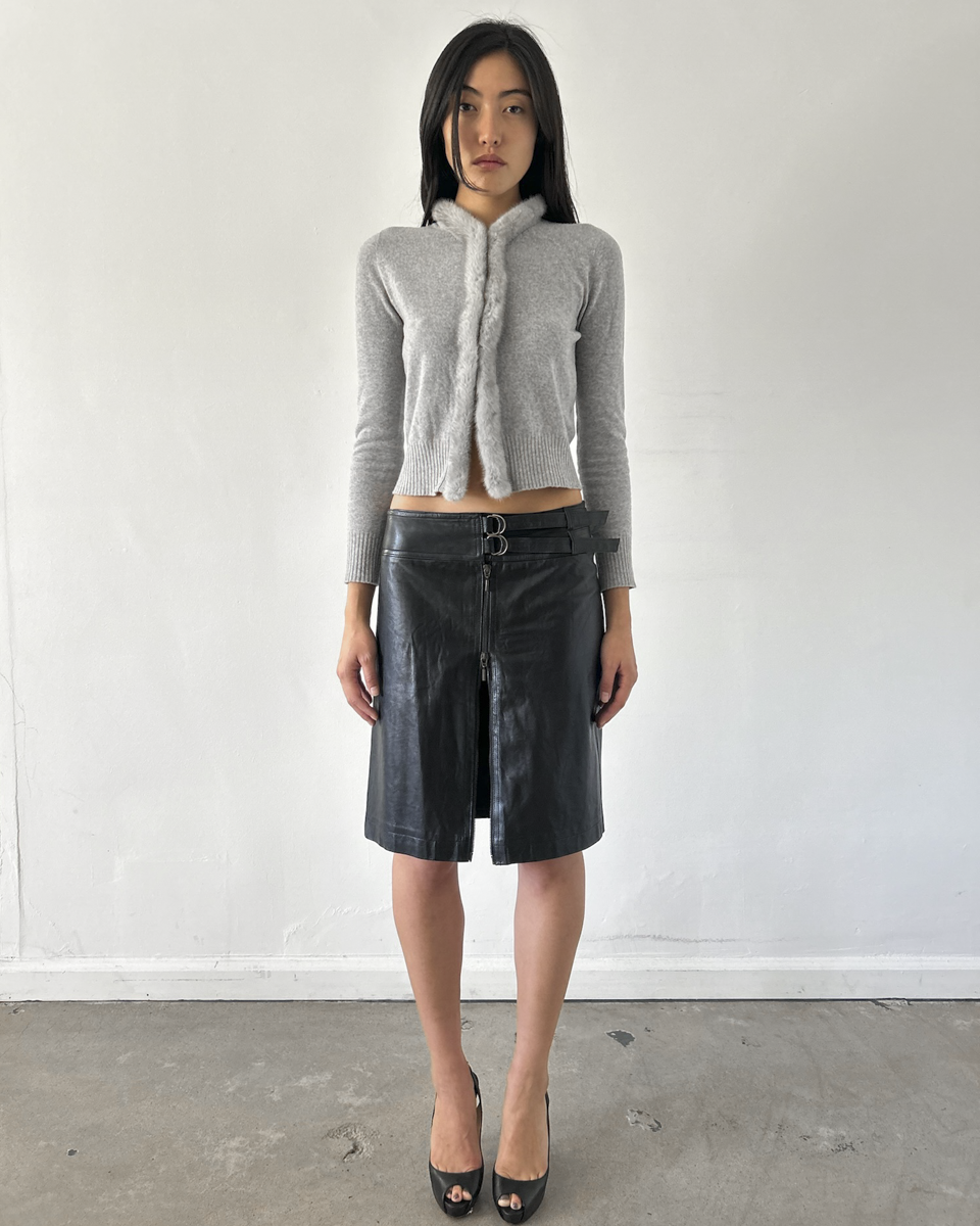 Plein Sud Leather Double Zip Skirt