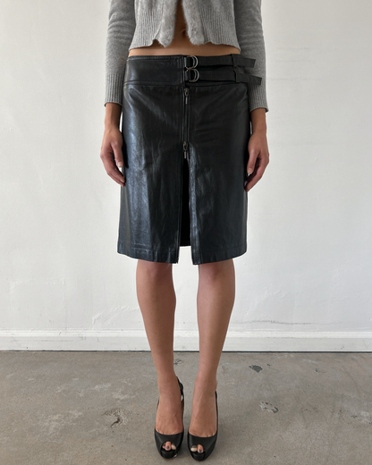 Plein Sud Leather Double Zip Skirt