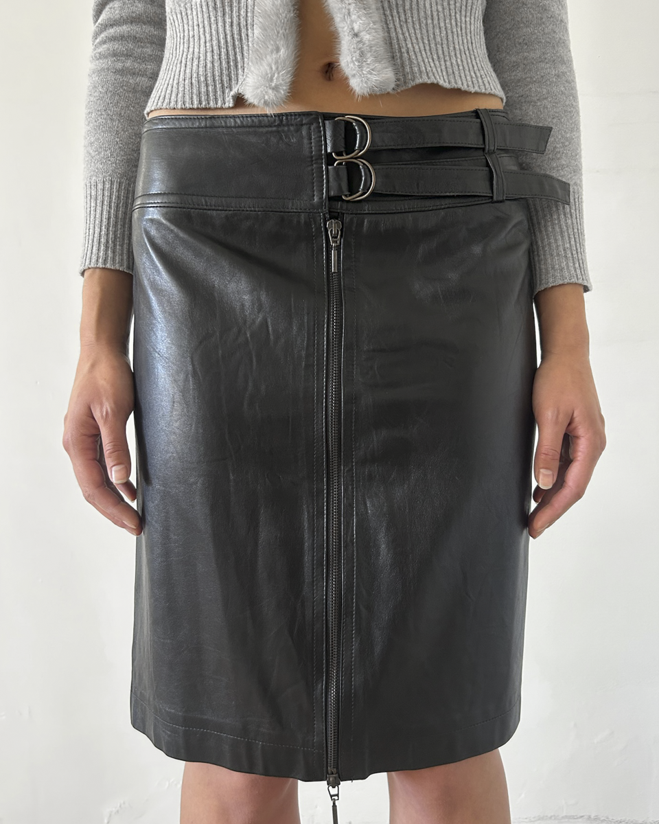 Plein Sud Leather Double Zip Skirt