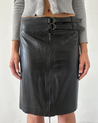 Plein Sud Leather Double Zip Skirt