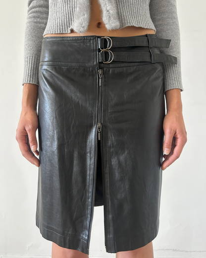 Plein Sud Leather Double Zip Skirt