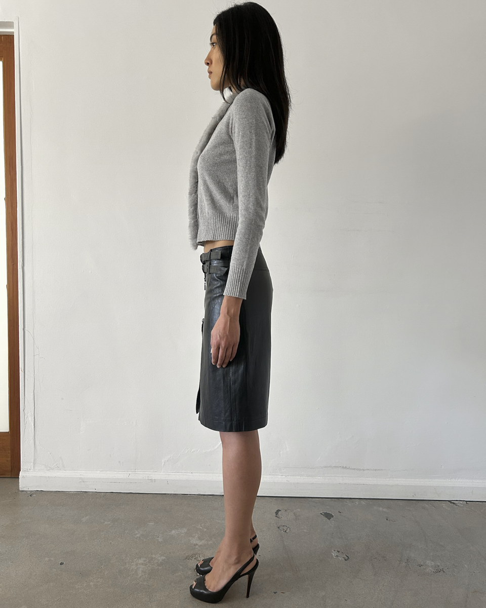 Plein Sud Leather Double Zip Skirt