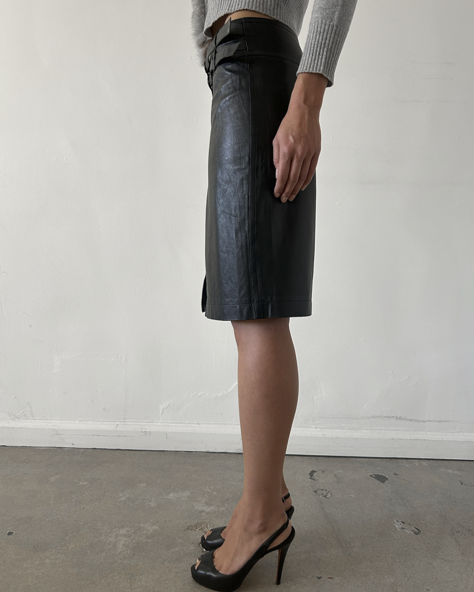 Plein Sud Leather Double Zip Skirt