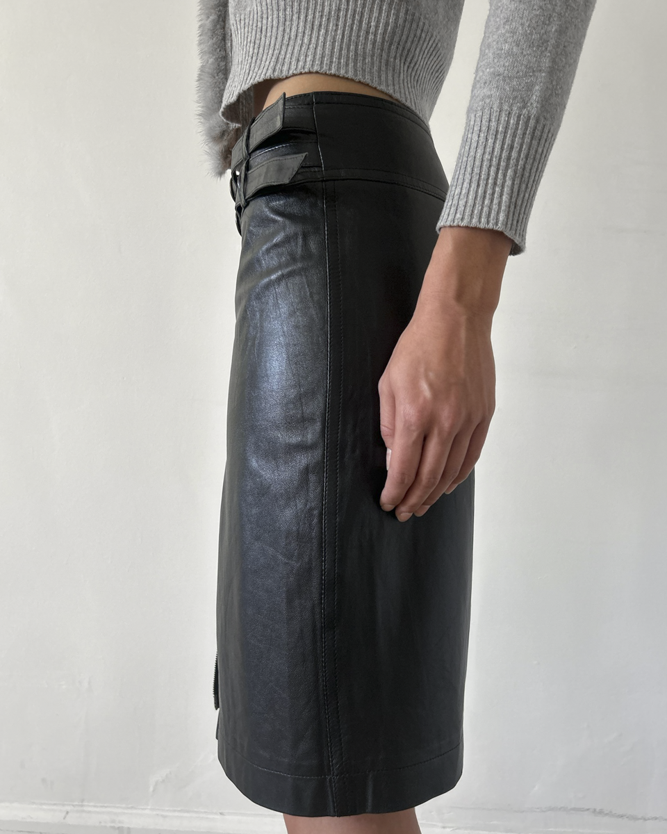 Plein Sud Leather Double Zip Skirt