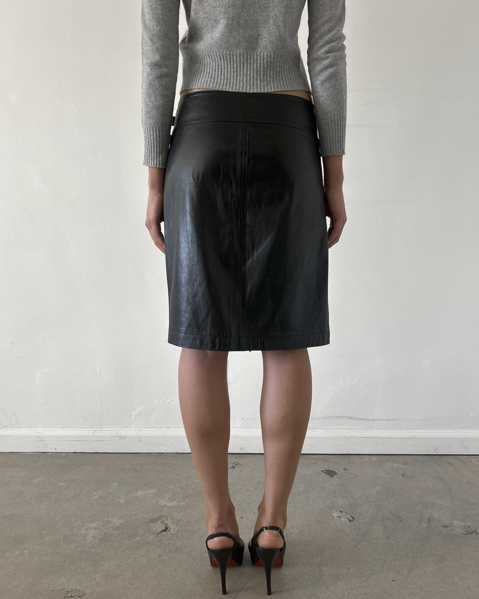 Plein Sud Leather Double Zip Skirt