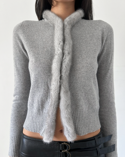 Blumarine Cardigan with Mink Fur Collar
