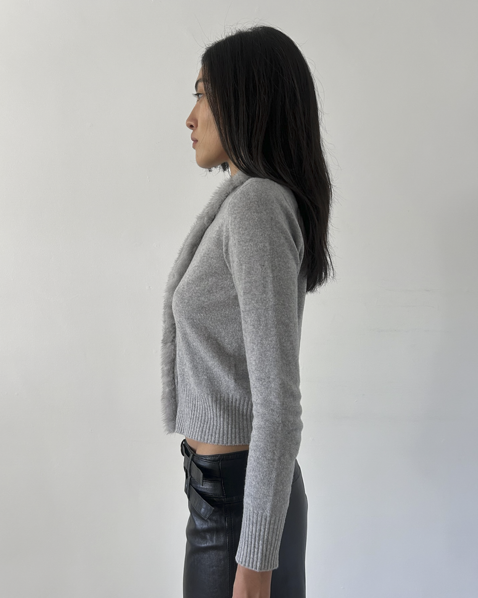 Blumarine Cardigan with Mink Fur Collar