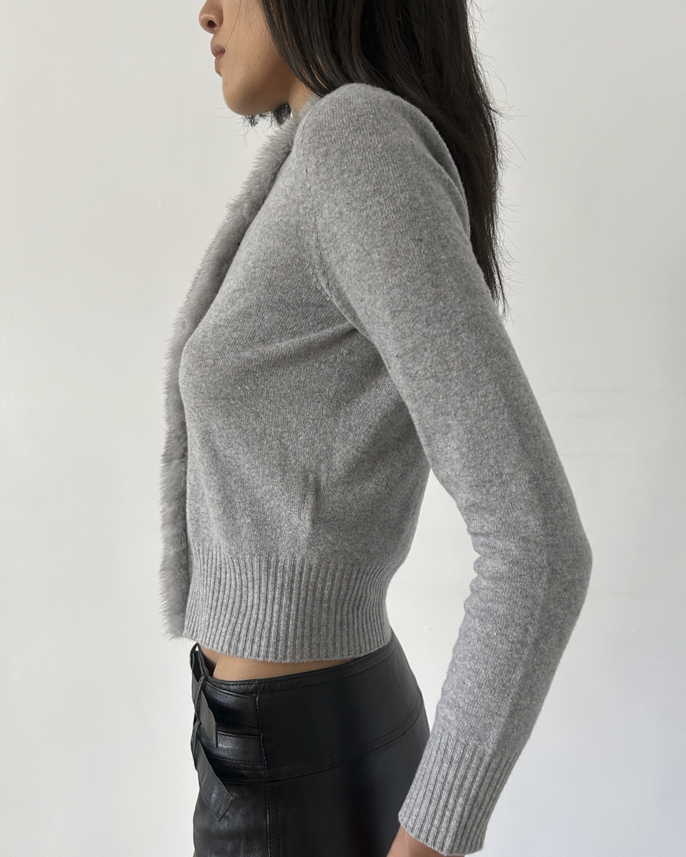 Blumarine Cardigan with Mink Fur Collar