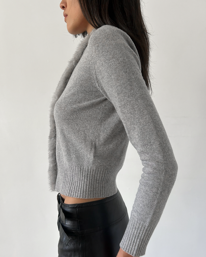 Blumarine Cardigan with Mink Fur Collar