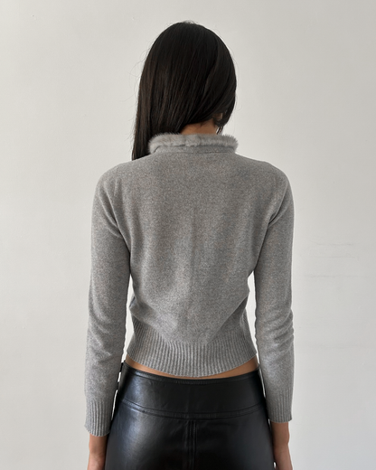 Blumarine Cardigan with Mink Fur Collar