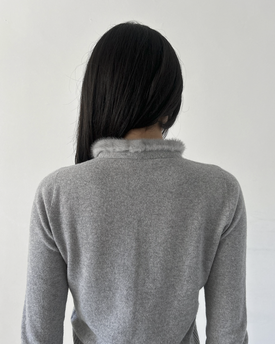 Blumarine Cardigan with Mink Fur Collar