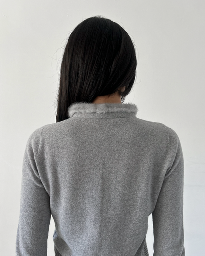 Blumarine Cardigan with Mink Fur Collar