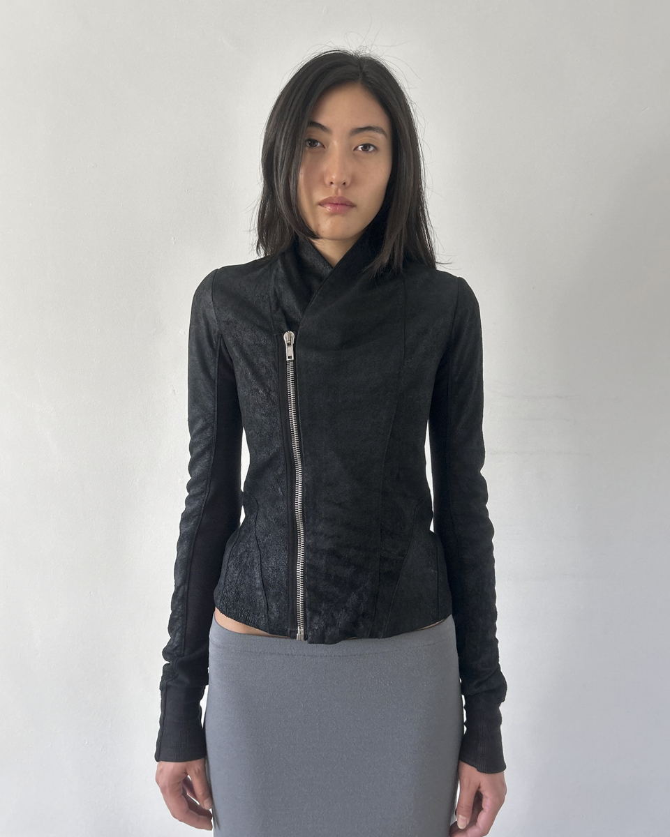 Rick Owens Asymmetrical Leather Jacket