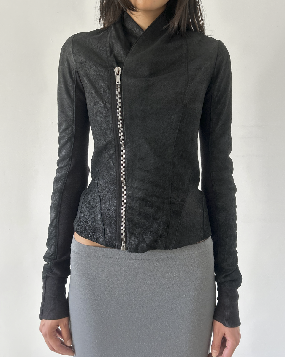 Rick Owens Asymmetrical Leather Jacket