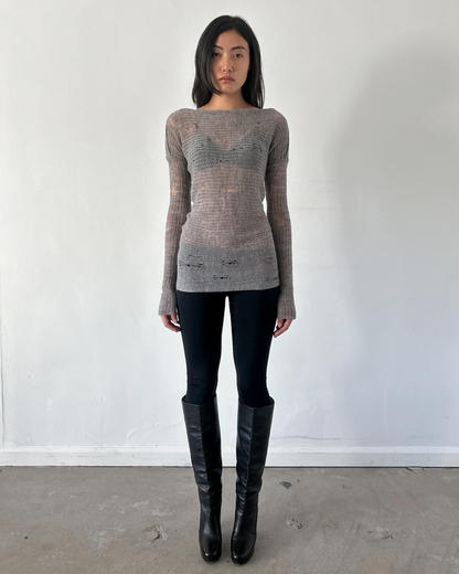 Giovanni Cavagna Distressed Knit Tunic Sweater