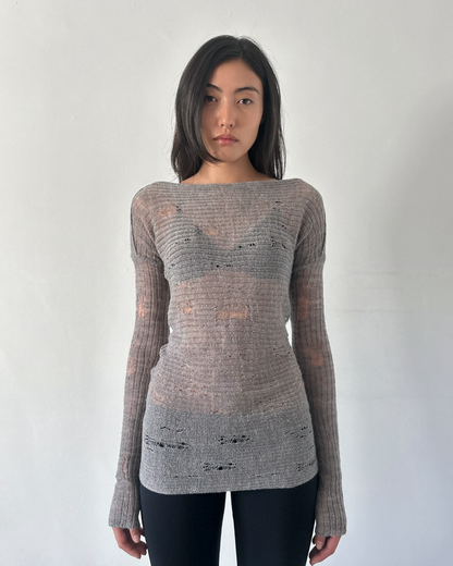 Giovanni Cavagna Distressed Knit Tunic Sweater