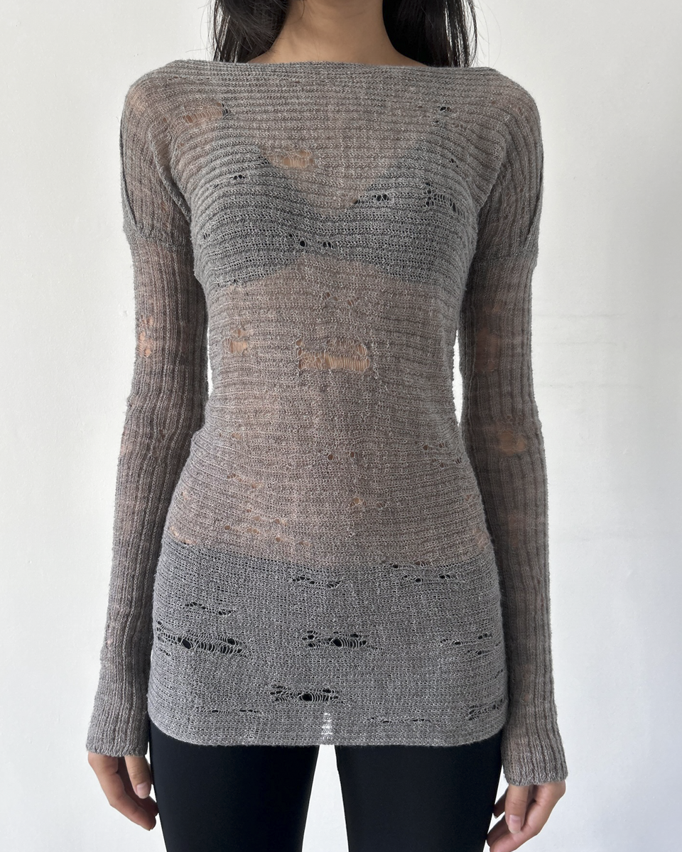 Giovanni Cavagna Distressed Knit Tunic Sweater
