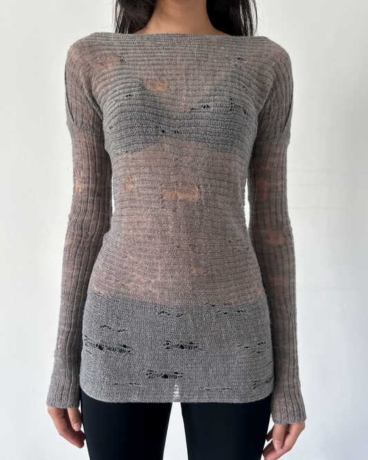 Giovanni Cavagna Distressed Knit Tunic Sweater