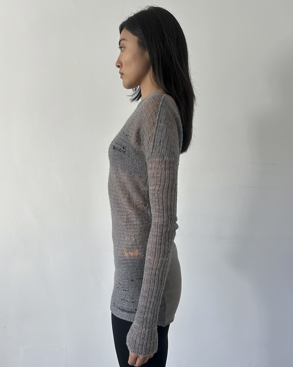 Giovanni Cavagna Distressed Knit Tunic Sweater