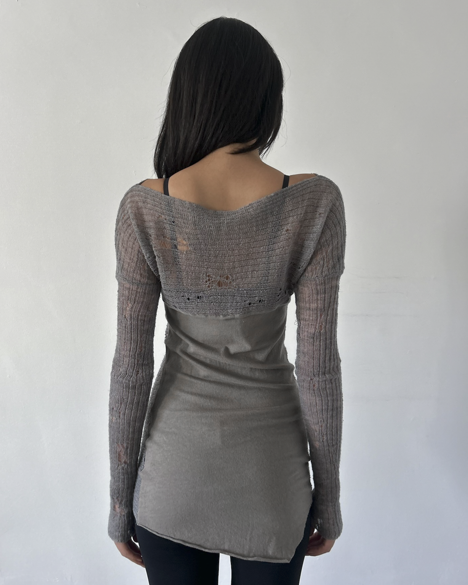 Giovanni Cavagna Distressed Knit Tunic Sweater