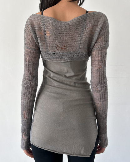 Giovanni Cavagna Distressed Knit Tunic Sweater