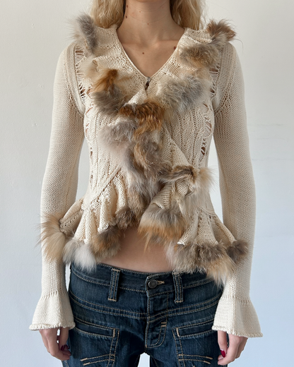 Roberta Scarpa Knit & Fur Cardigan