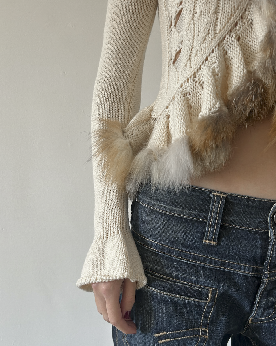 Roberta Scarpa Knit & Fur Cardigan